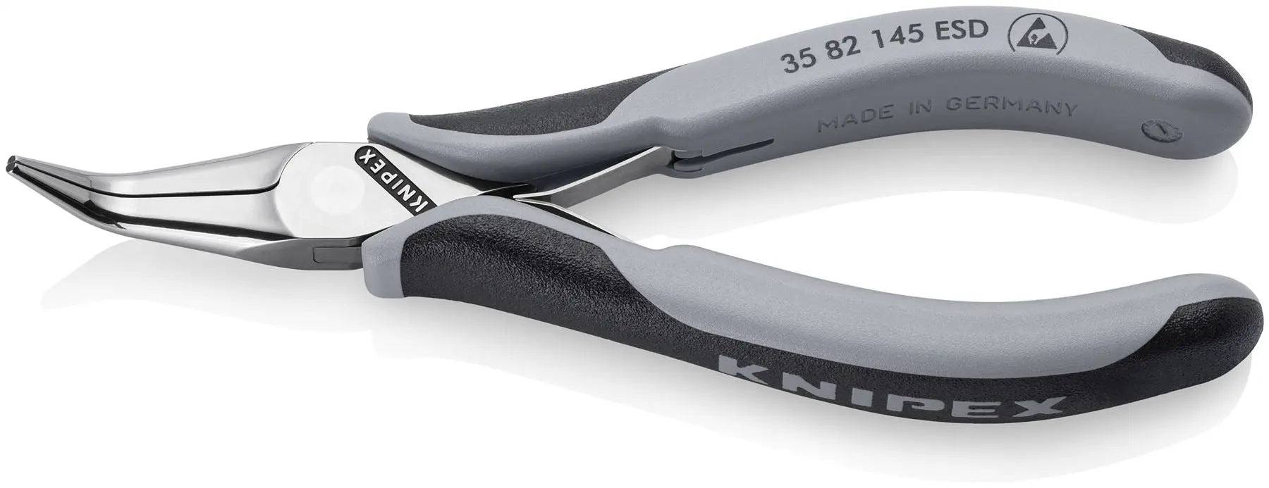 KNIPEX Precision Electronics Gripping Pliers ESD 145mm Black/Grey Multi Component Grips 35 82 145 ESD  White Rose Tools