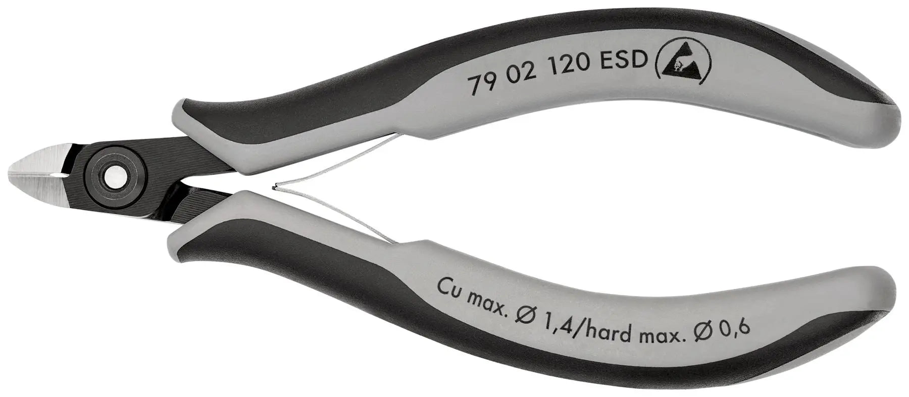 KNIPEX Precision Electronics Side Cutter Cutting Pliers ESD 120mm Multi Component Grips 79 02 120 ESD  White Rose Tools
