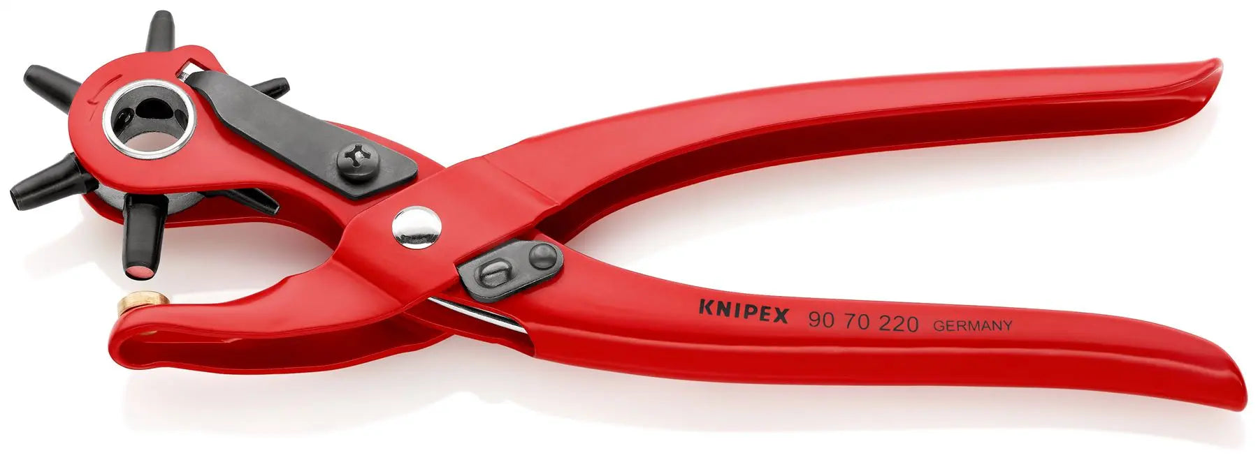 KNIPEX Revolving Punch Pliers 2-5mm Capacity 220mm for Fabrics Leather Paper Soft Plastic 90 70 220  White Rose Tools