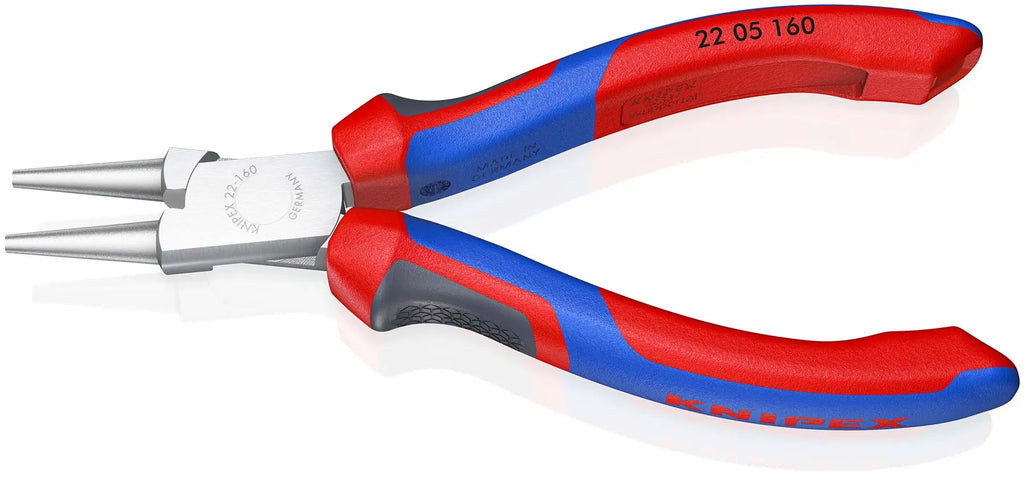 KNIPEX Round Nose Pliers 160mm Chrome with Comfort Handles 22 05 160  White Rose Tools