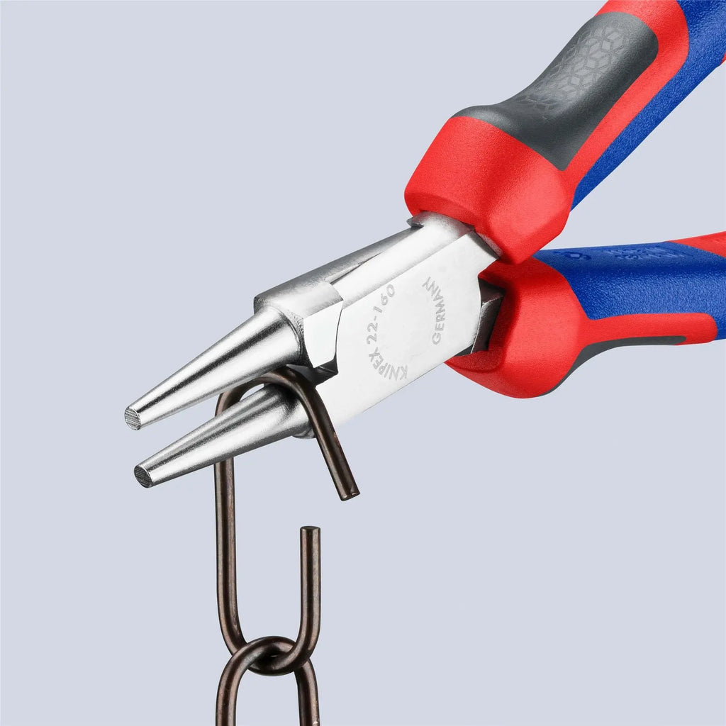 KNIPEX Round Nose Pliers 160mm Chrome with Comfort Handles 22 05 160  White Rose Tools