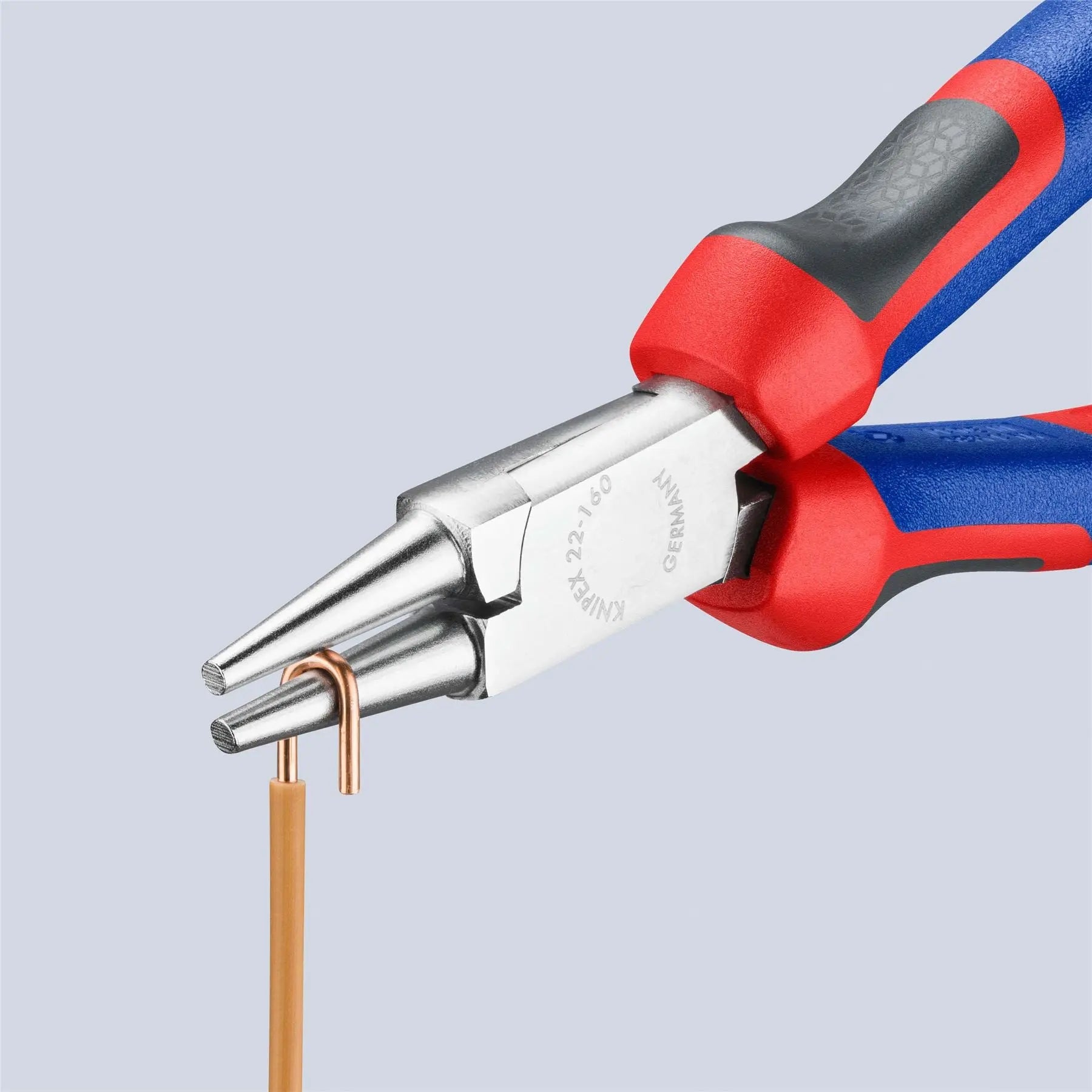 KNIPEX Round Nose Pliers 160mm Chrome with Comfort Handles 22 05 160  White Rose Tools