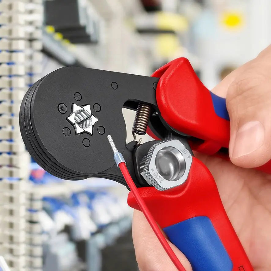 KNIPEX Self Adjusting Crimping Pliers for Wire Ferrules with Lateral Access up to 16mm² 180mm Multi Component Grips 97 53 14 SB  White Rose Tools