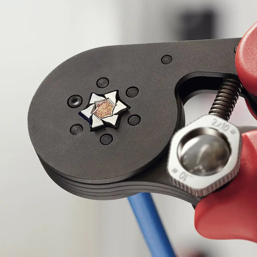 KNIPEX Self Adjusting Crimping Pliers for Wire Ferrules with Lateral Access up to 16mm² 180mm Multi Component Grips 97 53 14 SB  White Rose Tools