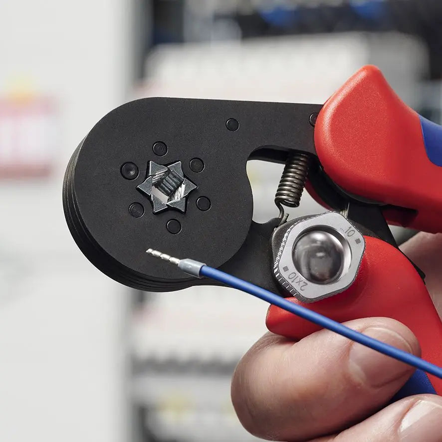 KNIPEX Self Adjusting Crimping Pliers for Wire Ferrules with Lateral Access up to 16mm² 180mm Multi Component Grips 97 53 14 SB  White Rose Tools