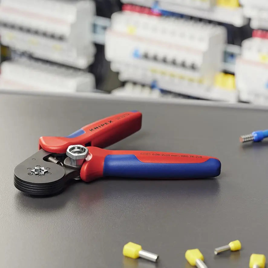 KNIPEX Self Adjusting Crimping Pliers for Wire Ferrules with Lateral Access up to 16mm² 180mm Multi Component Grips 97 53 14 SB  White Rose Tools