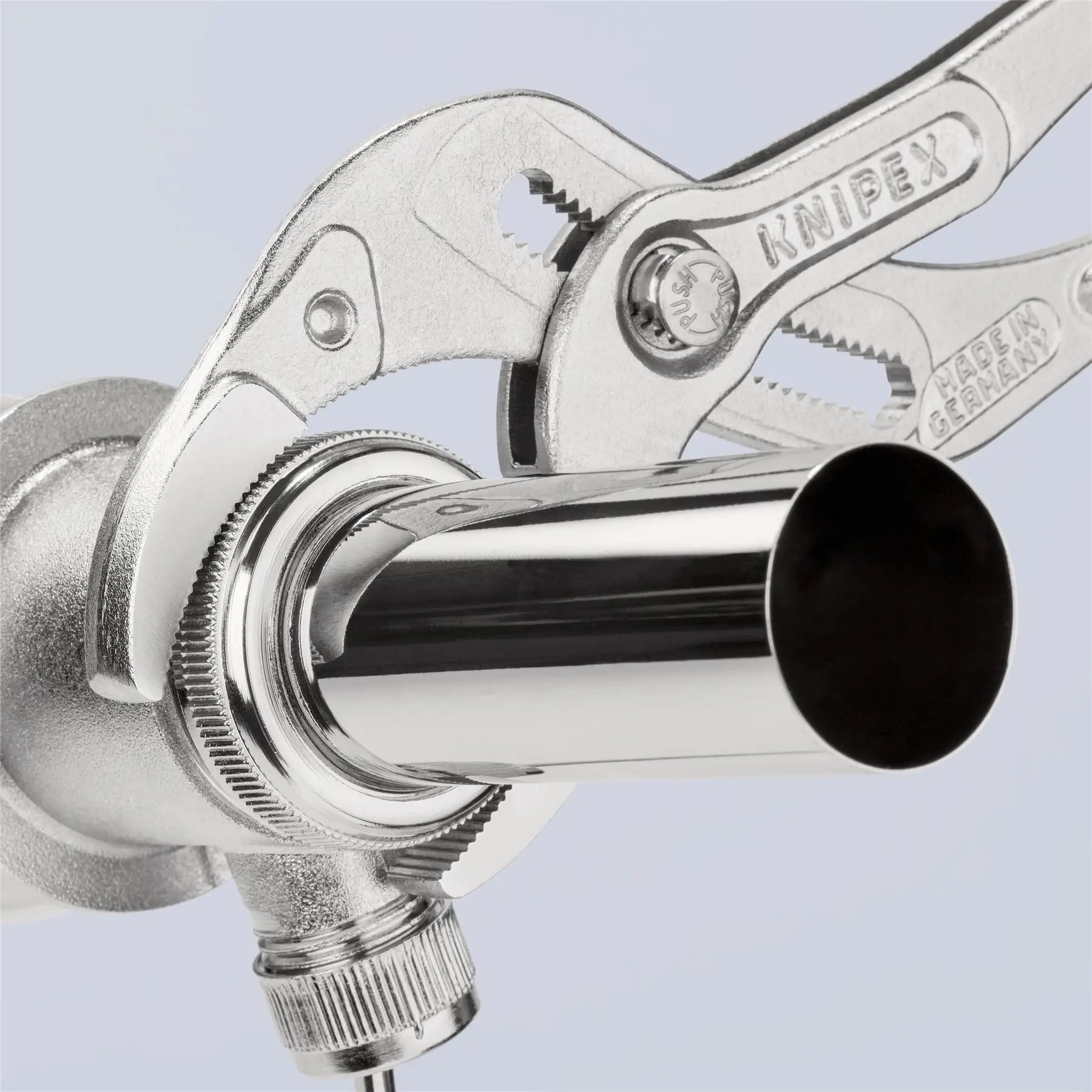 KNIPEX Siphon and Connector Pliers for Traps Tube Fittings Connectors 250mm Chrome Plastic Coated 81 03 250  White Rose Tools
