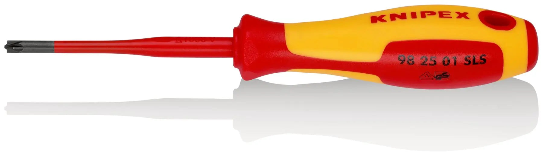 KNIPEX Slim Screwdriver for Pozi Slotted Screws PZ/S1 x 80mm VDE Insulated Multi Component Grips 187mm 98 25 01 SLS  White Rose Tools
