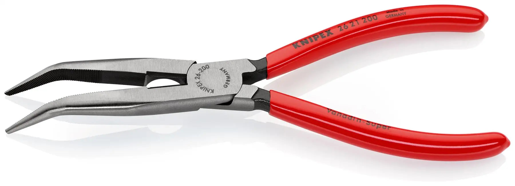 KNIPEX Snipe Nose Side Cutting Pliers 40° Bend 200mm Plastic Coated Handles 26 21 200  White Rose Tools