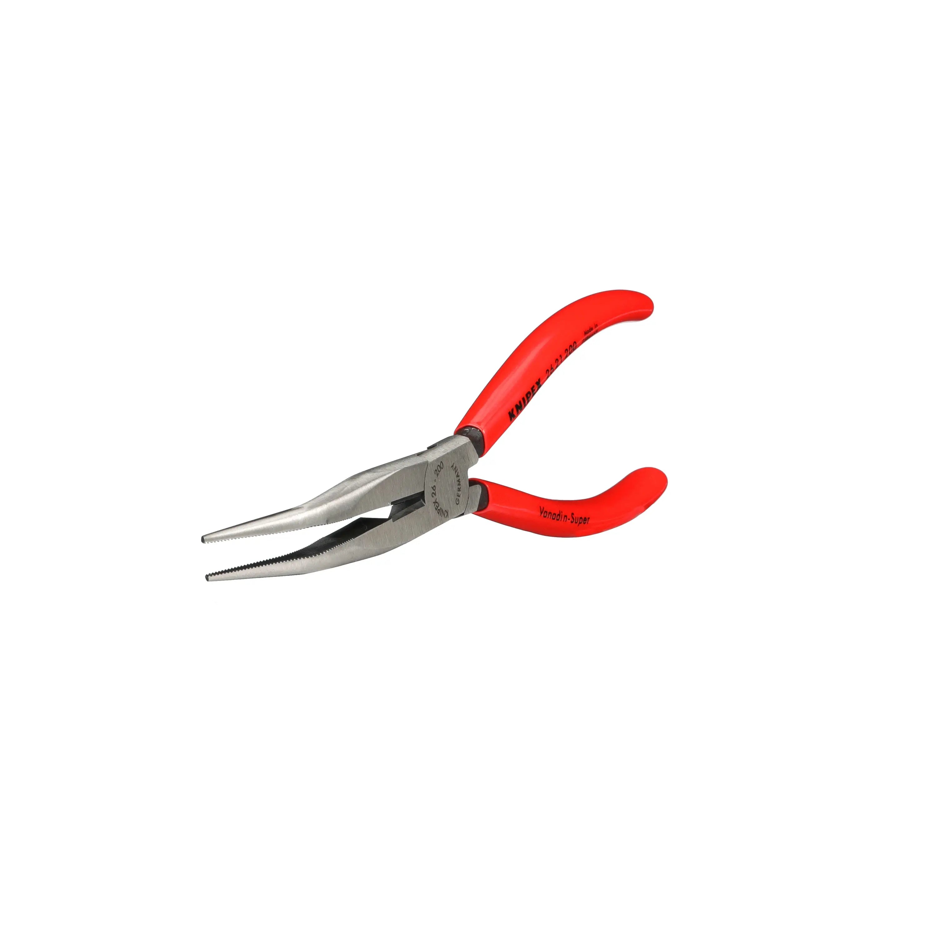 KNIPEX Snipe Nose Side Cutting Pliers 40° Bend 200mm Plastic Coated Handles 26 21 200  White Rose Tools