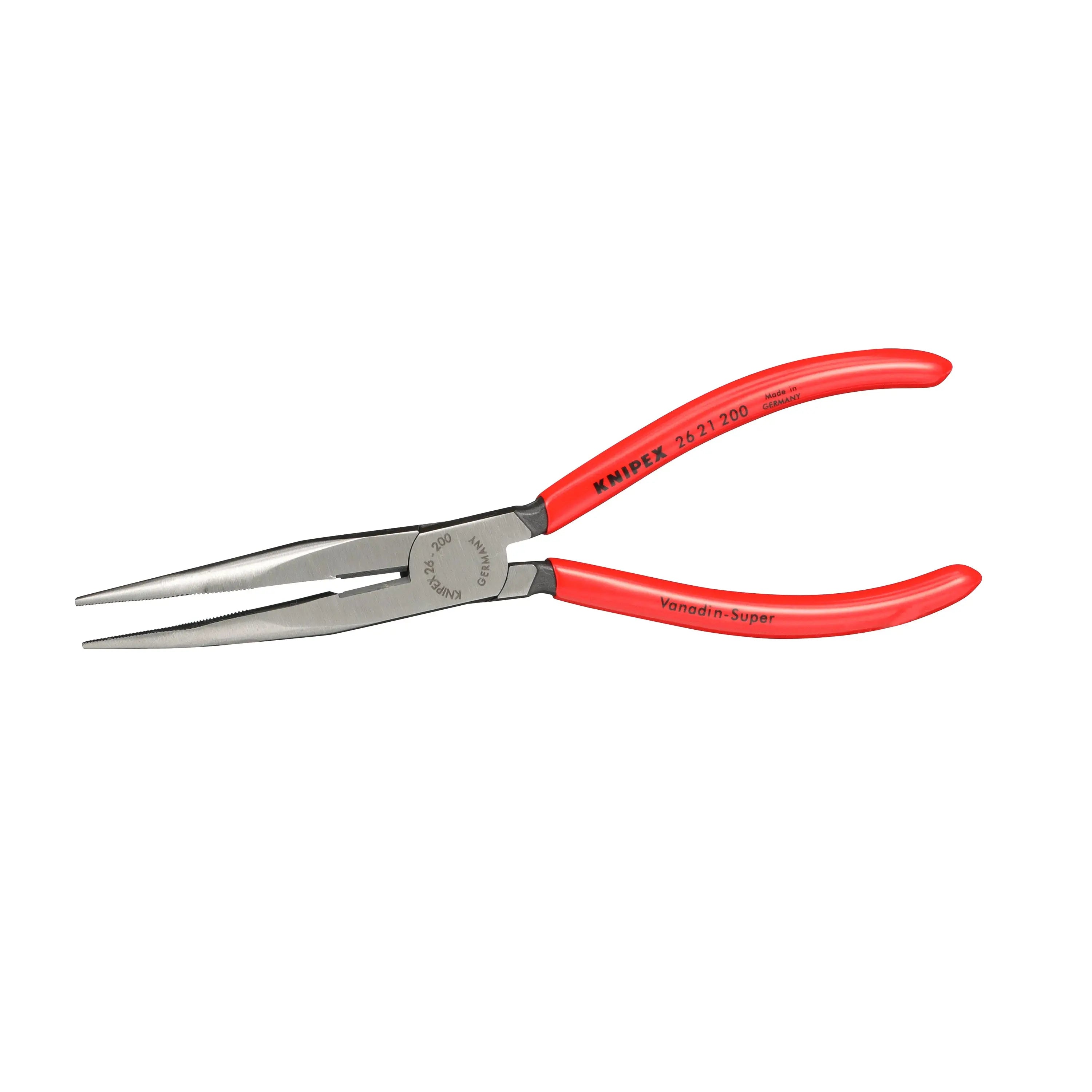 KNIPEX Snipe Nose Side Cutting Pliers 40° Bend 200mm Plastic Coated Handles 26 21 200  White Rose Tools