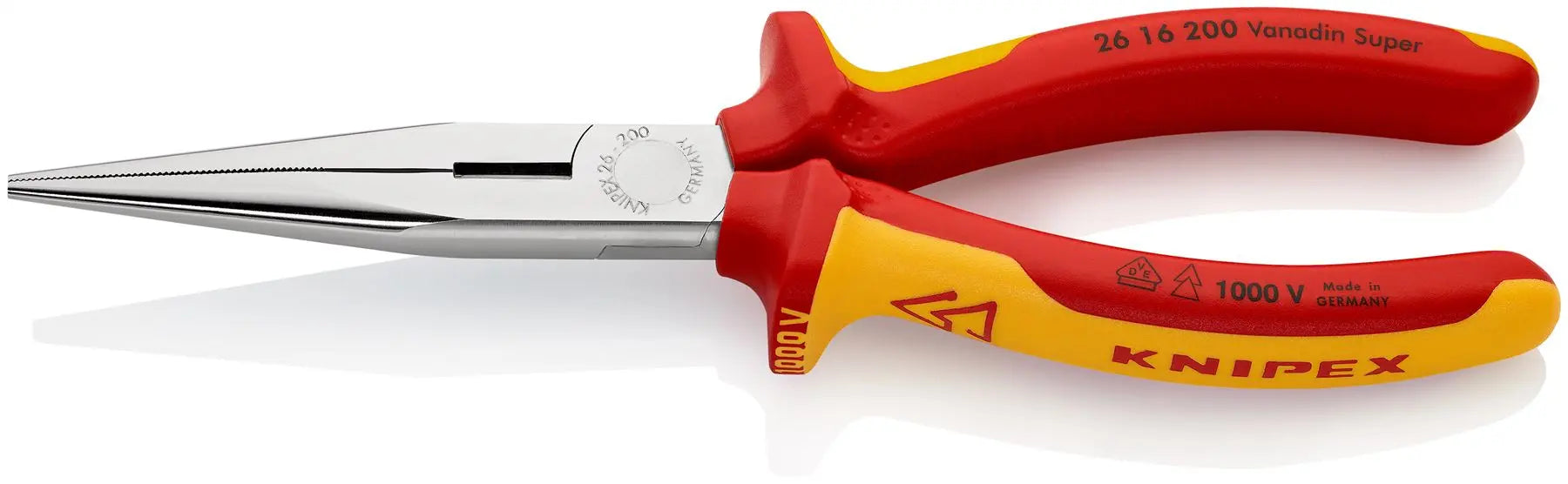 KNIPEX Snipe Nose Side Cutting Pliers Stork Beak Plier 200mm VDE Chrome Multi Component Grips 26 16 200 SB  White Rose Tools