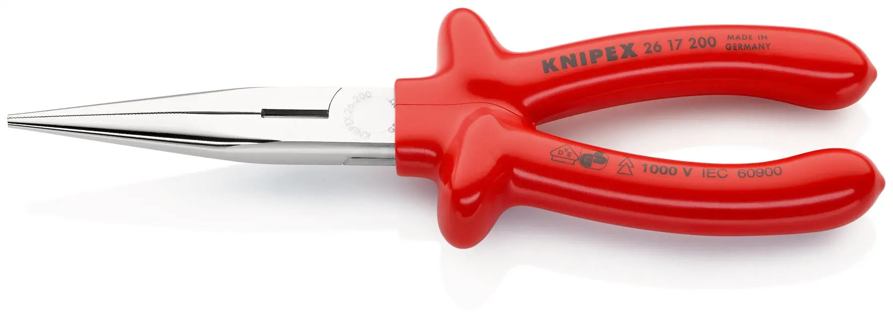 KNIPEX Snipe Nose Side Cutting Pliers Stork Beak Plier 200mm VDE Dipped Insulation Handles 26 17 200  White Rose Tools