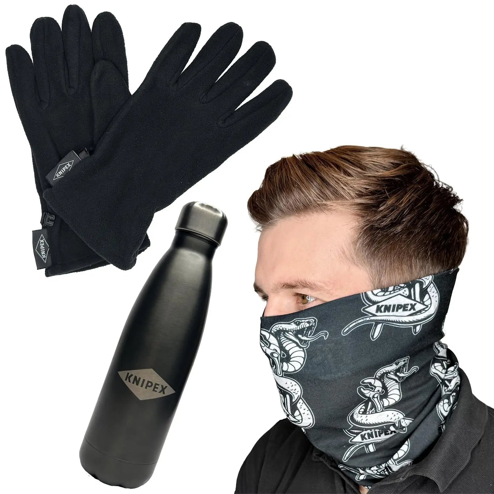🎁 KNIPEX Snood Gloves and Bottle Set (100% off)  White Rose Tools