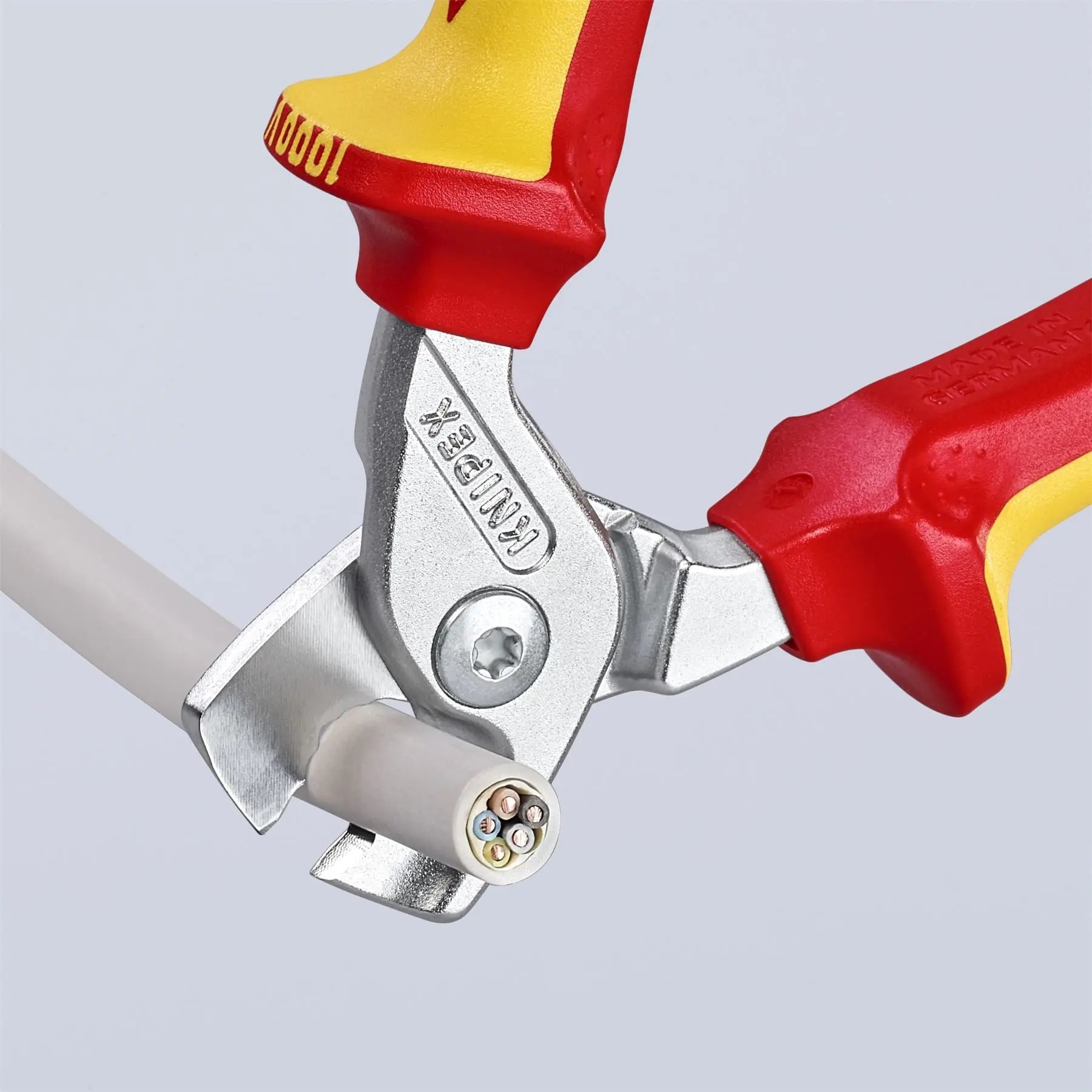 KNIPEX StepCut Cable Shears Cutting Pliers 15mm Capacity 160mm Chrome VDE Insulated Multi Component Grips 95 16 160 SB  White Rose Tools