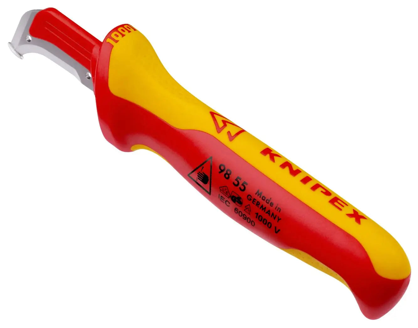 KNIPEX Stripping Knife with Guide Shoe 180mm VDE Insulated Multi Component Handle 38mm Blade Length 98 55  White Rose Tools