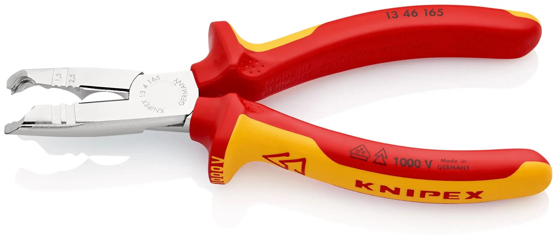 KNIPEX Stripping Pliers 165mm VDE Chrome Multi Component Grips 13 46 165  White Rose Tools