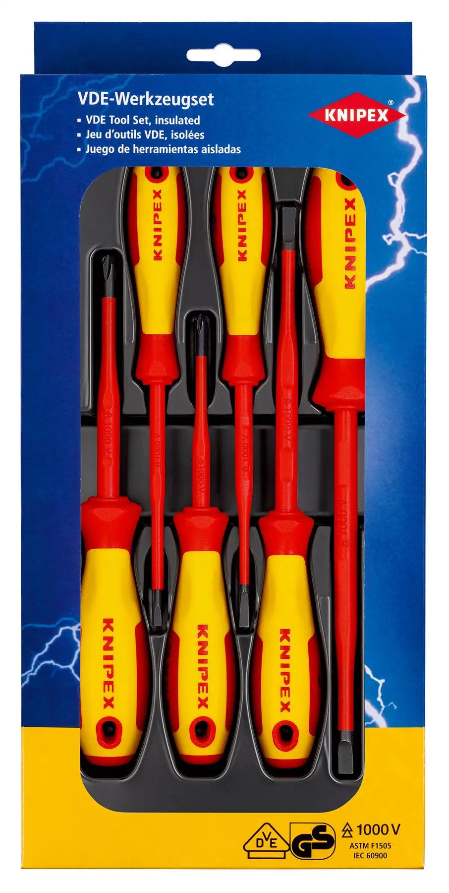 KNIPEX VDE Screwdriver Set 6 Pieces Slotted Phillips 00 20 12 V02  White Rose Tools