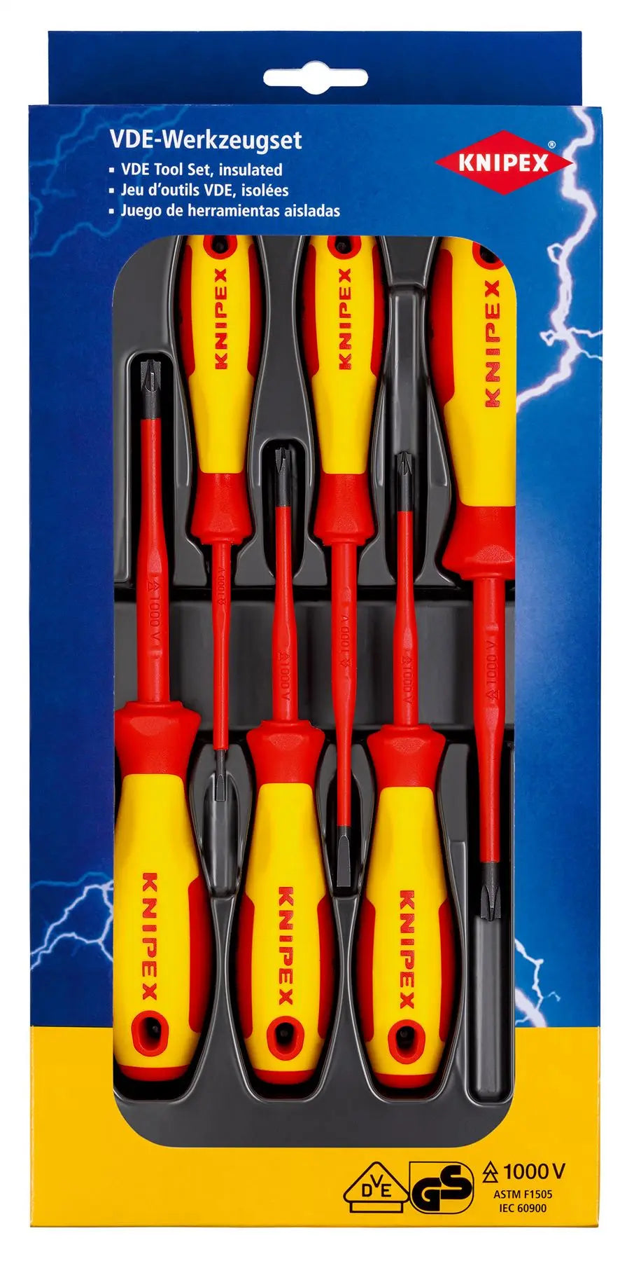 KNIPEX VDE Screwdriver Set 6 Pieces Slotted Phillips/Slotted 00 20 12 V05  White Rose Tools