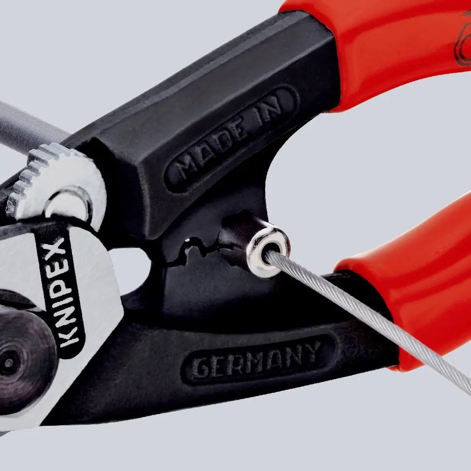 KNIPEX Wire Rope Cutter Forged 190mm Multi Component Grips 95 62 190 SB  White Rose Tools