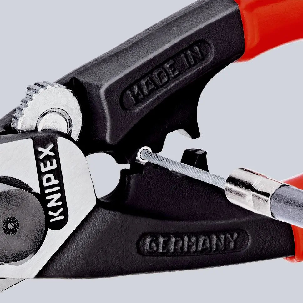 KNIPEX Wire Rope Cutter Forged 190mm Multi Component Grips 95 62 190 SB  White Rose Tools