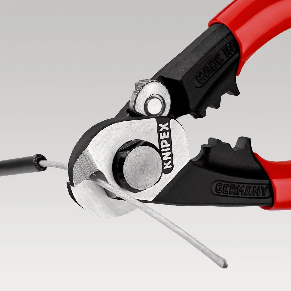 KNIPEX Wire Rope Cutter Forged 190mm Multi Component Grips 95 62 190 SB  White Rose Tools