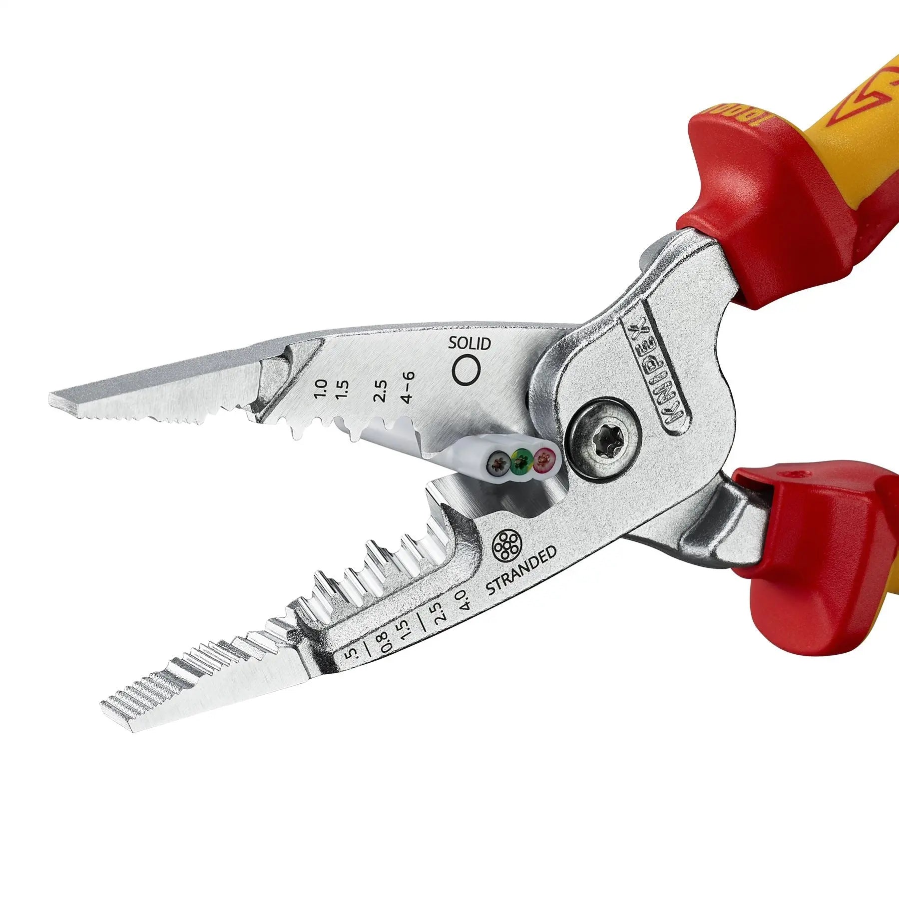 KNIPEX WireStripper Stripping Pliers 200mm Metric Version VDE 1000V Multi Component Grips 13 76 200 ME SB  White Rose Tools