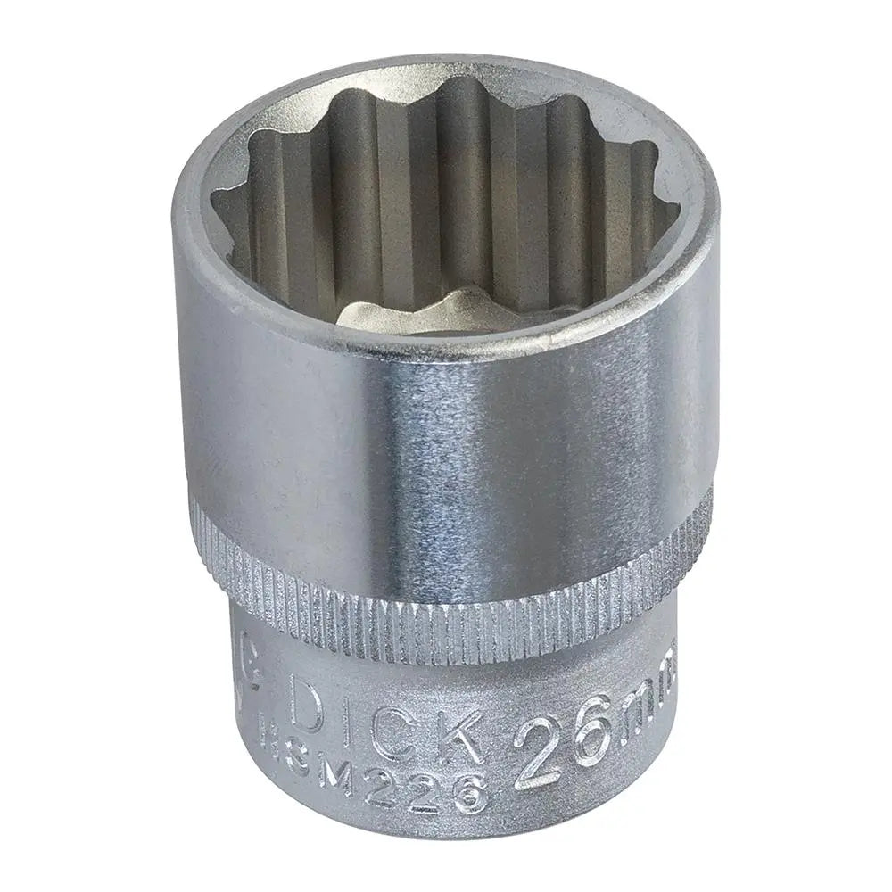 King Dick Socket SD 1/2" Metric 12pt 26mm HSM226  White Rose Tools