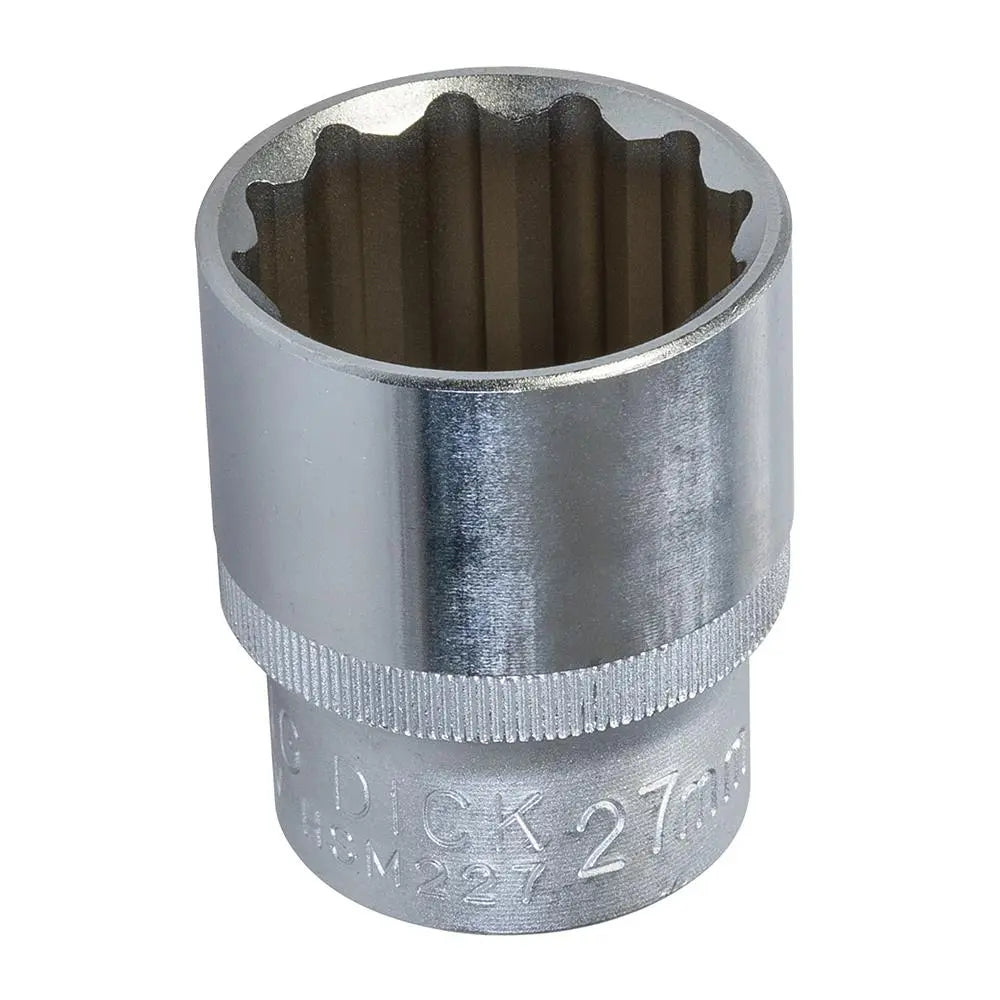 King Dick Socket SD 1/2" Metric 12pt 27mm HSM227  White Rose Tools