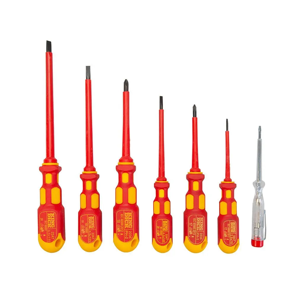 King Dick VDE Screwdriver Set 7pce PH & Slotted 25604  White Rose Tools