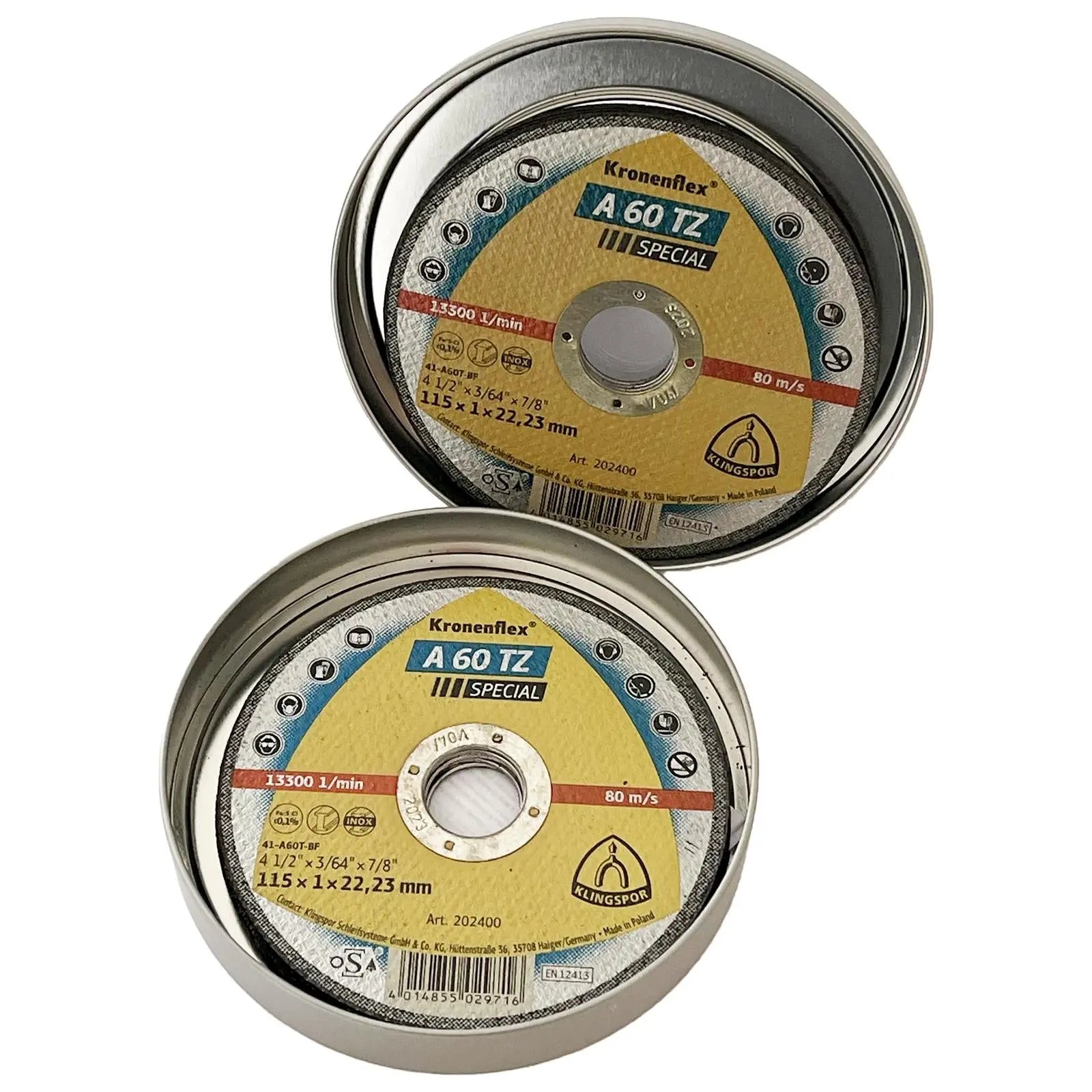 Klingspor Cutting Slitting Discs for Stainless Steel 115mm x 1mm A60TZ 10 Pack in Tin 