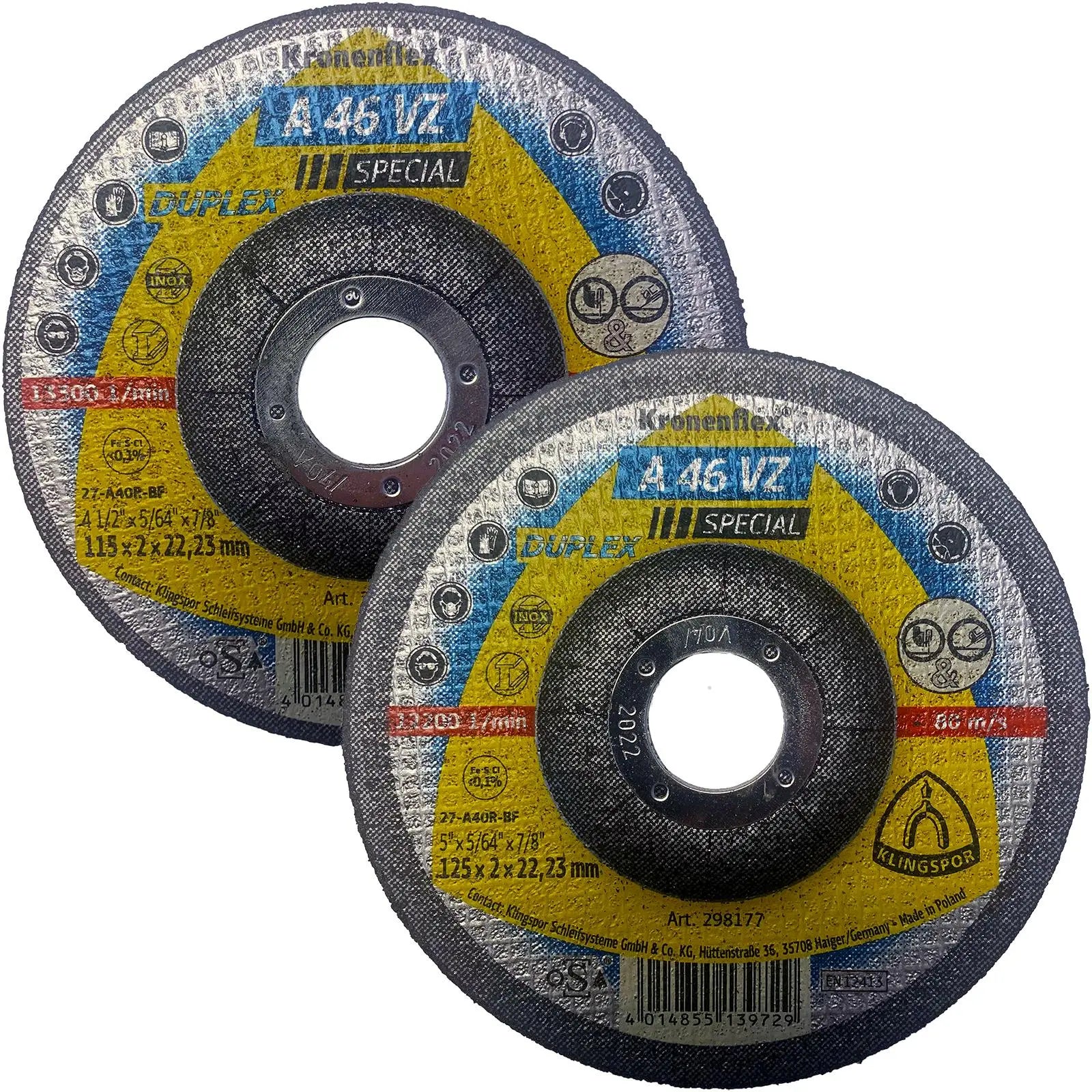 Klingspor Cutting and Grinding Disc A46VZ Special Duplex 115mm or 125mm 