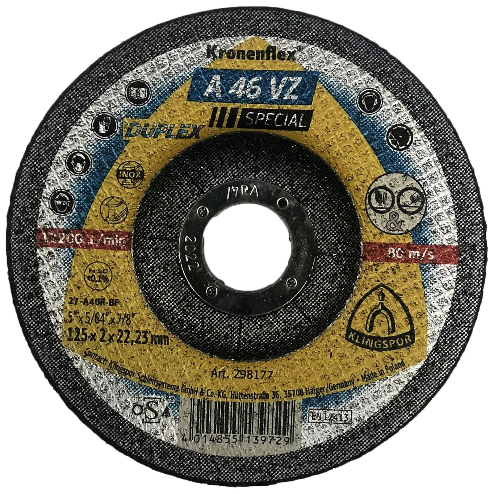 Klingspor Cutting and Grinding Disc A46VZ Special Duplex 115mm or 125mm 