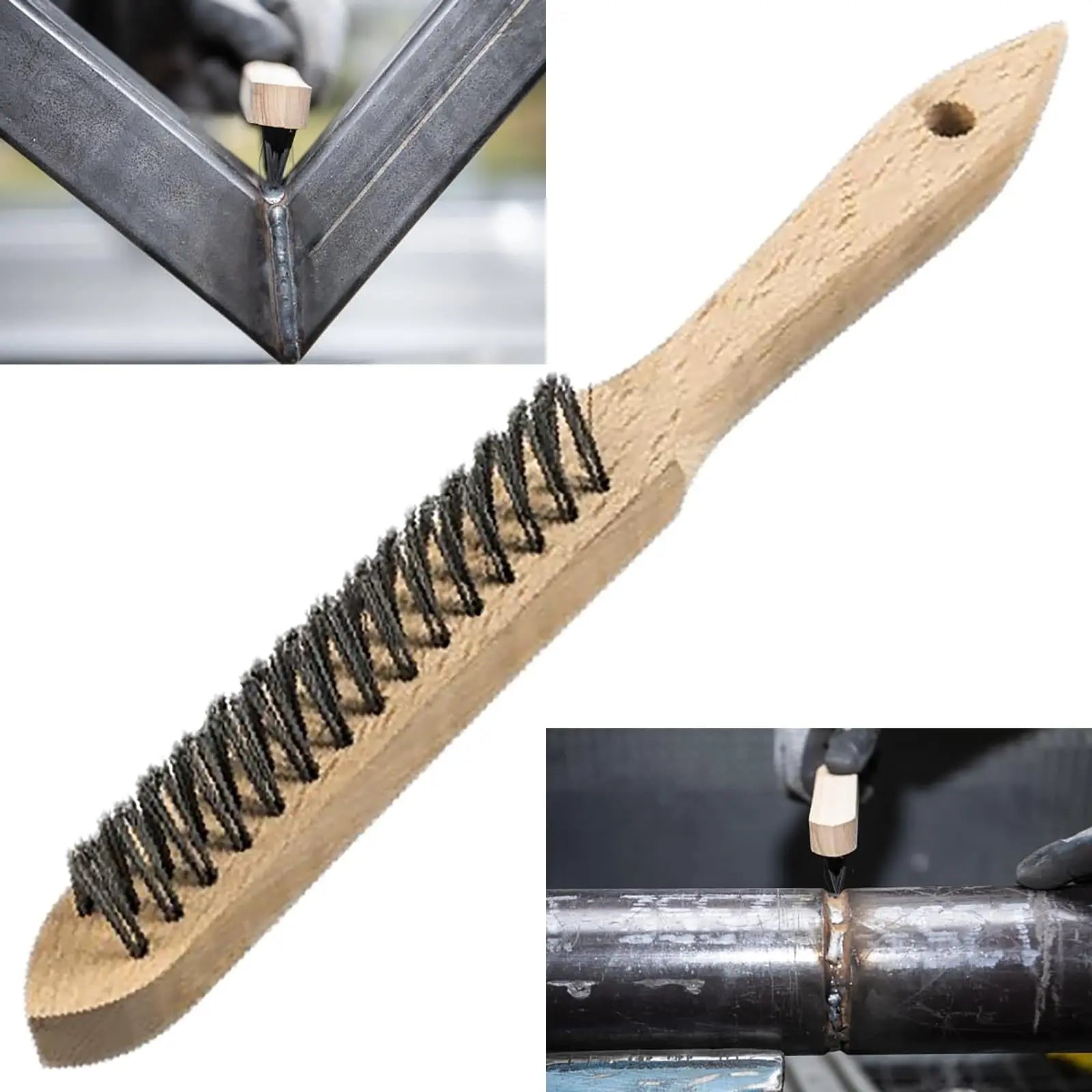 Klingspor Fillet Weld Hand Wire Brush Steel or Stainless Steel 290mm Wooden Handle BHK600 