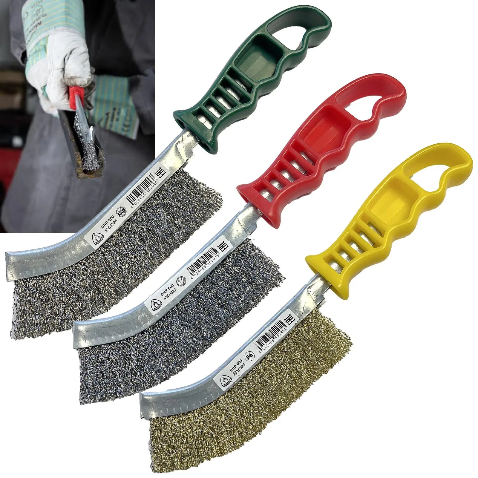 Klingspor Hand Wire Brush Steel Stainless Steel Brass 265mm Plastic Handle BHP600 