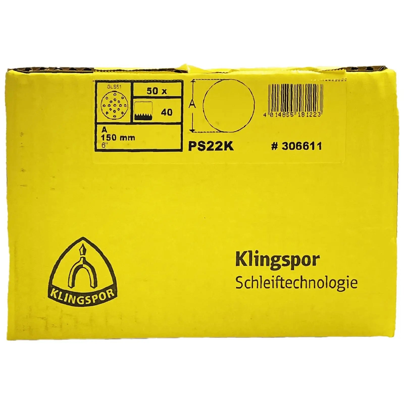 Klingspor Sanding Discs Hook and Loop 150mm PS22K GLS51 Hole Pattern 40-240 Grit 