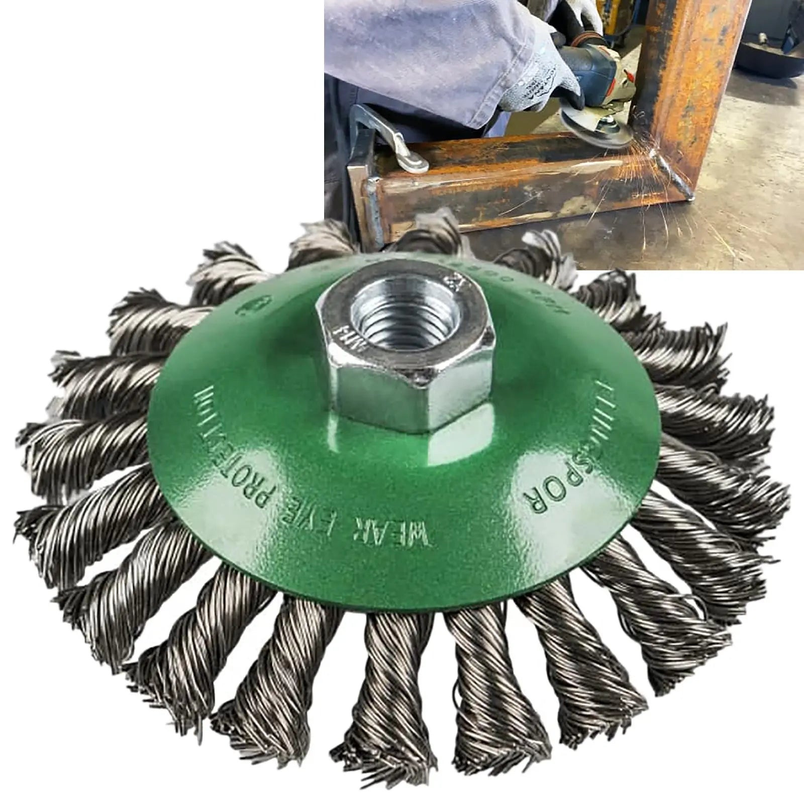 Klingspor Twist Knot Cone Brush Wire Wheel 100mm 115mm M14 Stainless Steel BK600Z 