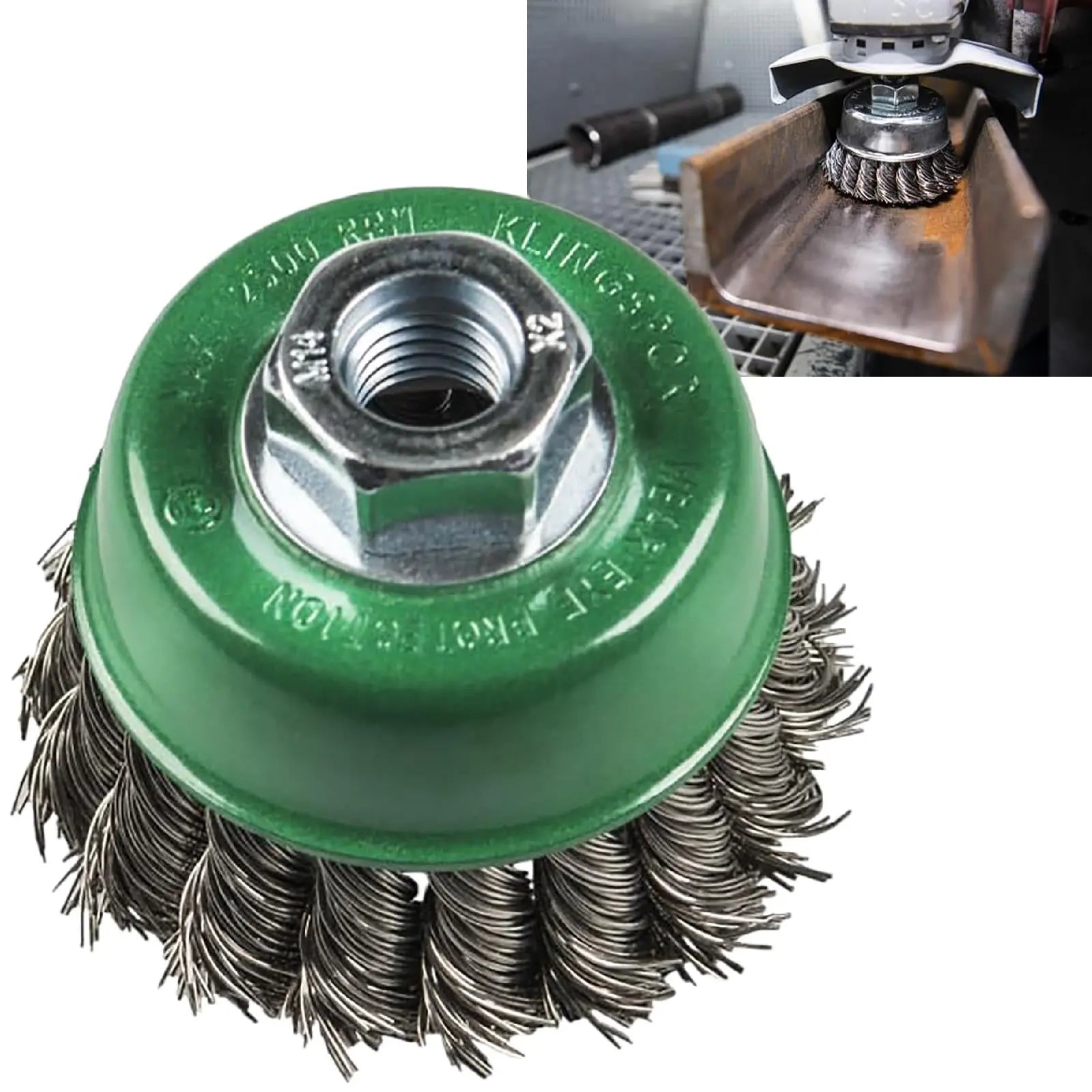 Klingspor Twist Knot Cup Brush Wire Wheel 65mm M14 0.5mm Wire Stainless Steel BT600Z 