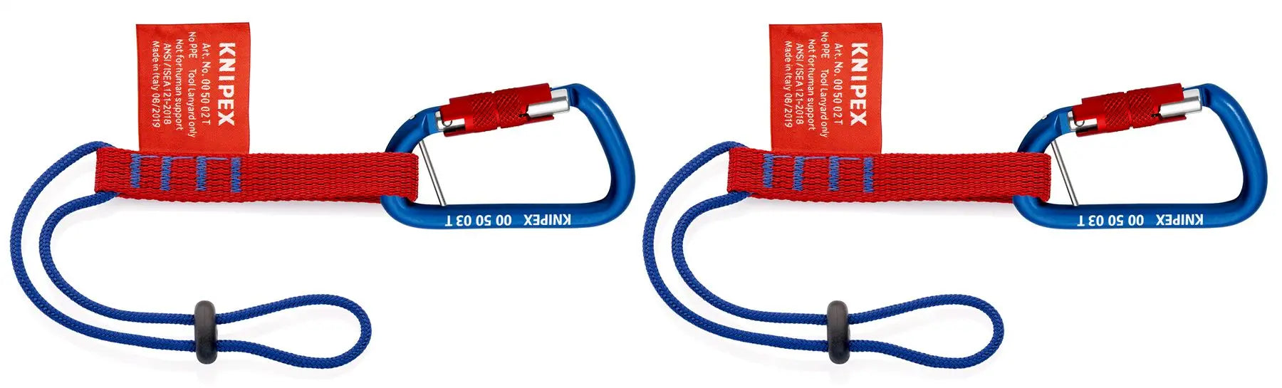 Knipex Adapter Straps with Fixated Carabiner Tethering System Set Lanyard 1.5kg Max Load 00 50 06 T BK 