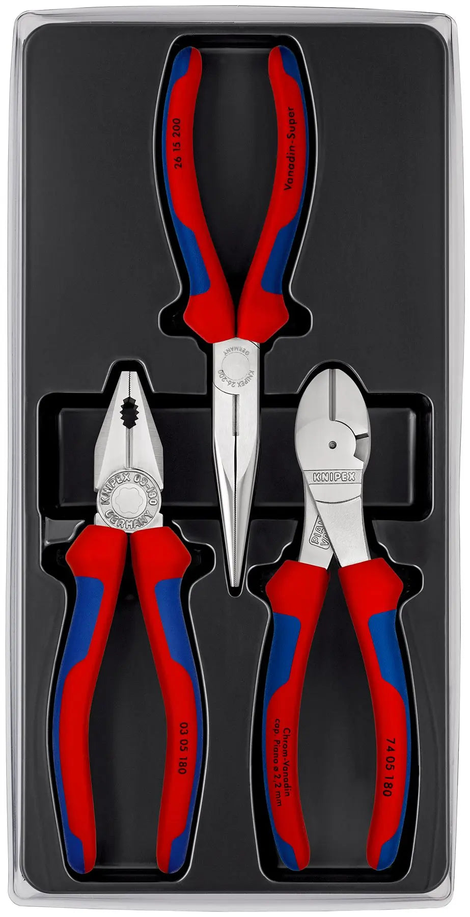 Knipex Assembly Set Tool Kit 3 Piece Combination Diagonal Snipe Nose Pliers 00 20 11 V01 