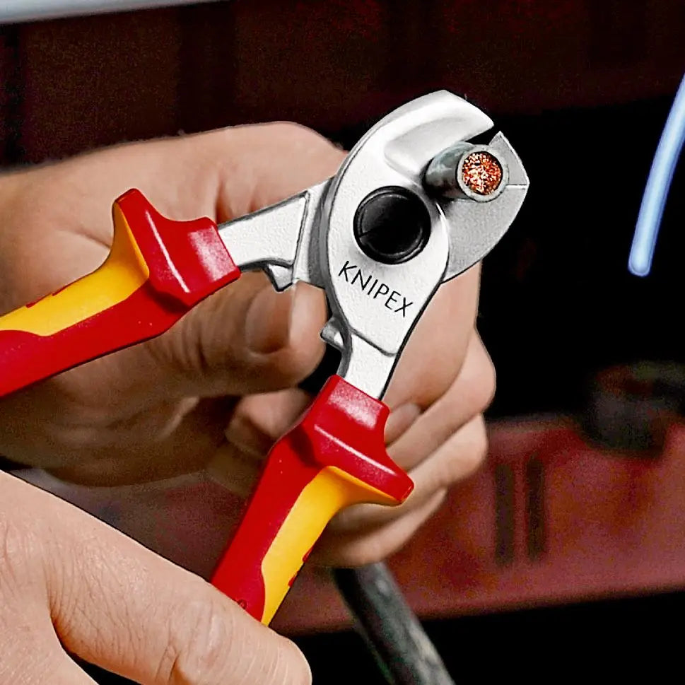 Knipex Cable Shears 165mm VDE Insulated 1000V with Tether Point 95 16 165 T 