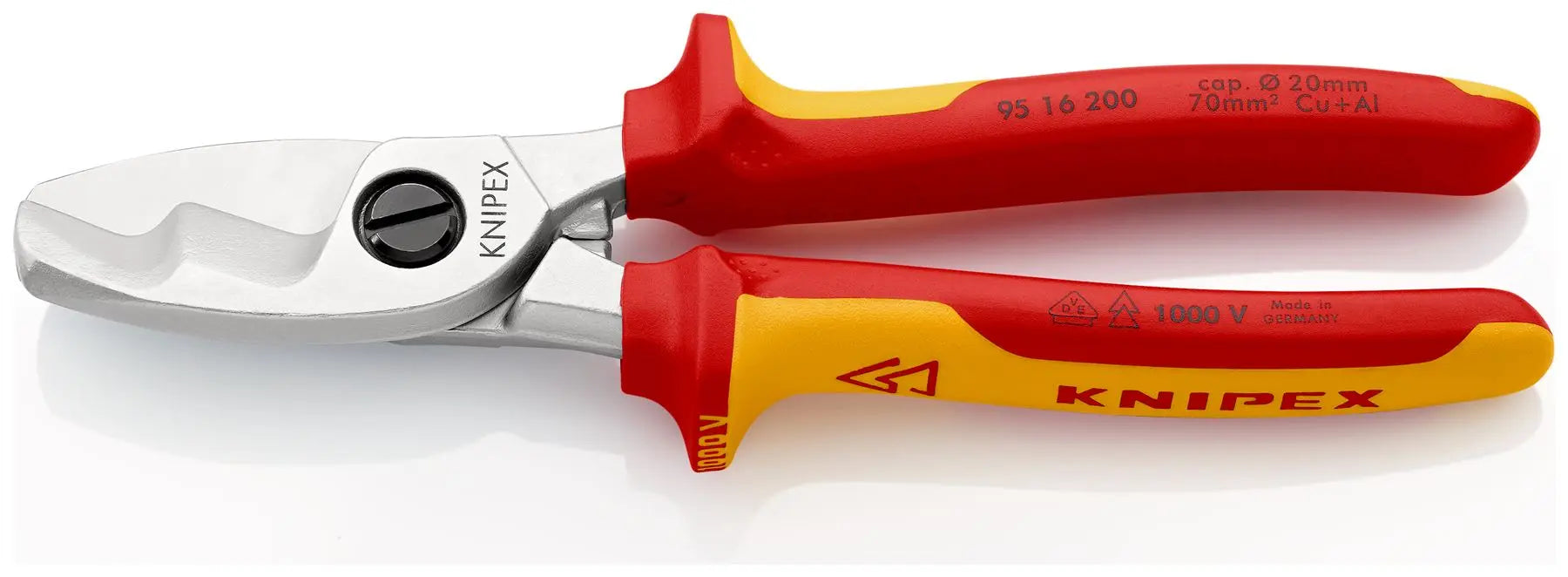Knipex Cable Shears with Twin Cutting Edge 200mm VDE Insulated 95 16 200 