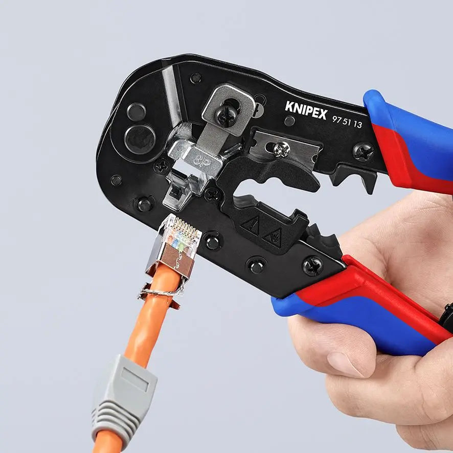 Knipex Crimping Pliers for RJ45 Western Plugs with Multi Component Grips 97 51 13 
