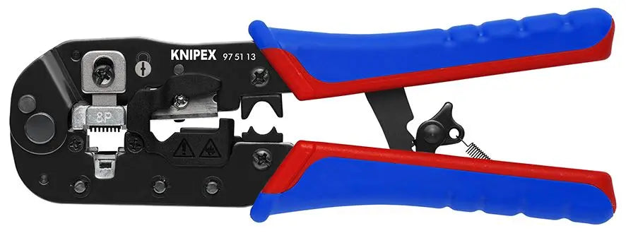 Knipex Crimping Pliers for RJ45 Western Plugs with Multi Component Grips 97 51 13 