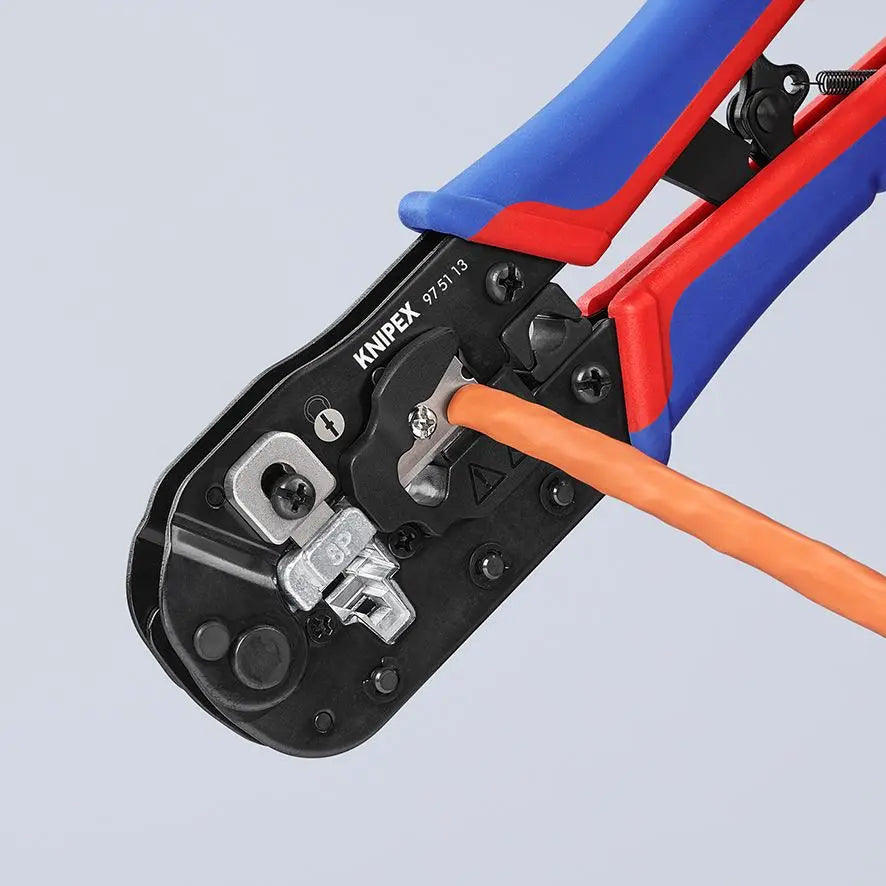 Knipex Crimping Pliers for RJ45 Western Plugs with Multi Component Grips 97 51 13 