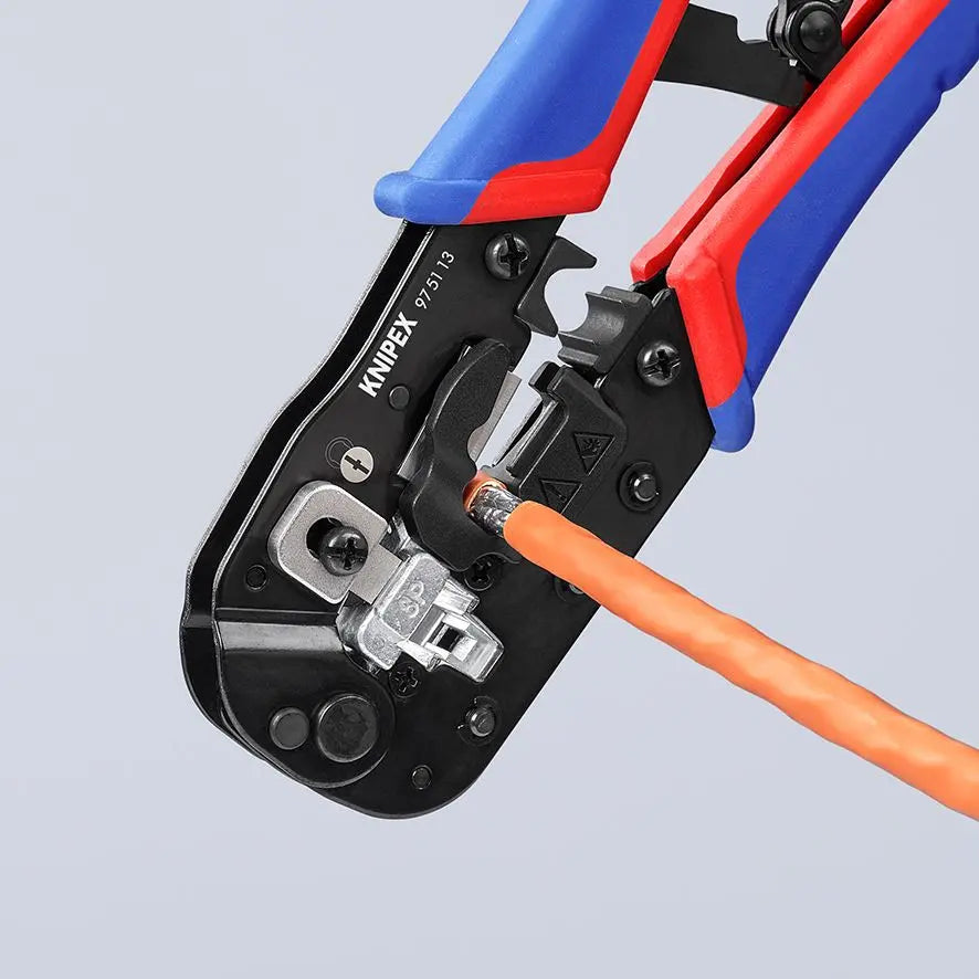 Knipex Crimping Pliers for RJ45 Western Plugs with Multi Component Grips 97 51 13 