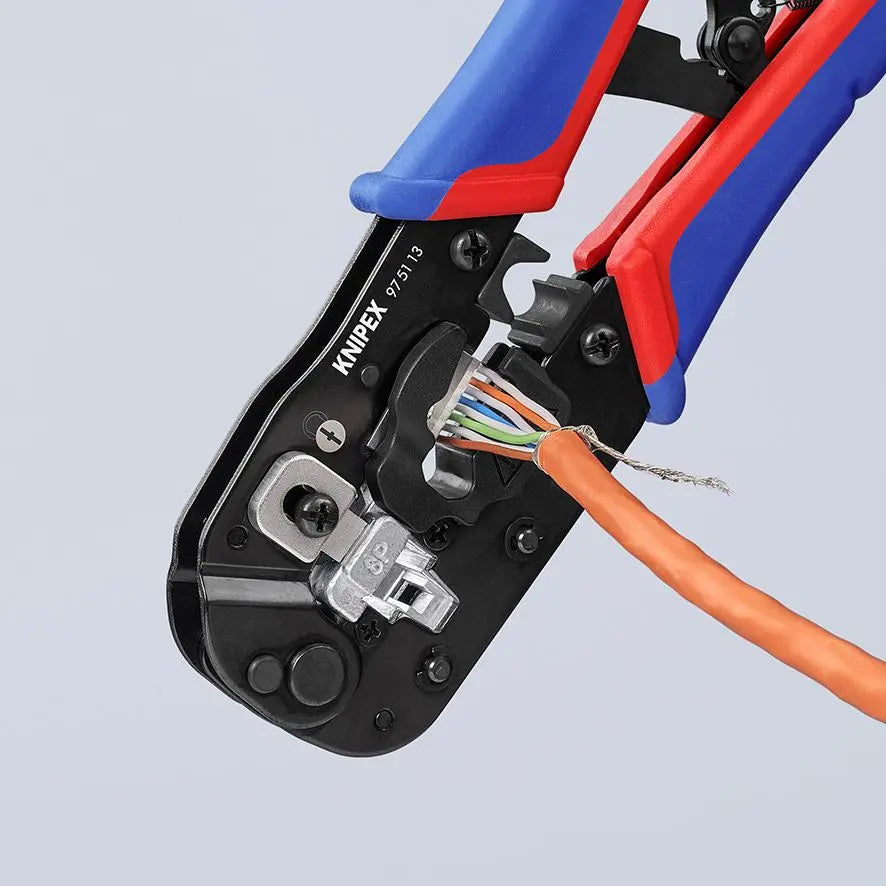 Knipex Crimping Pliers for RJ45 Western Plugs with Multi Component Grips 97 51 13 