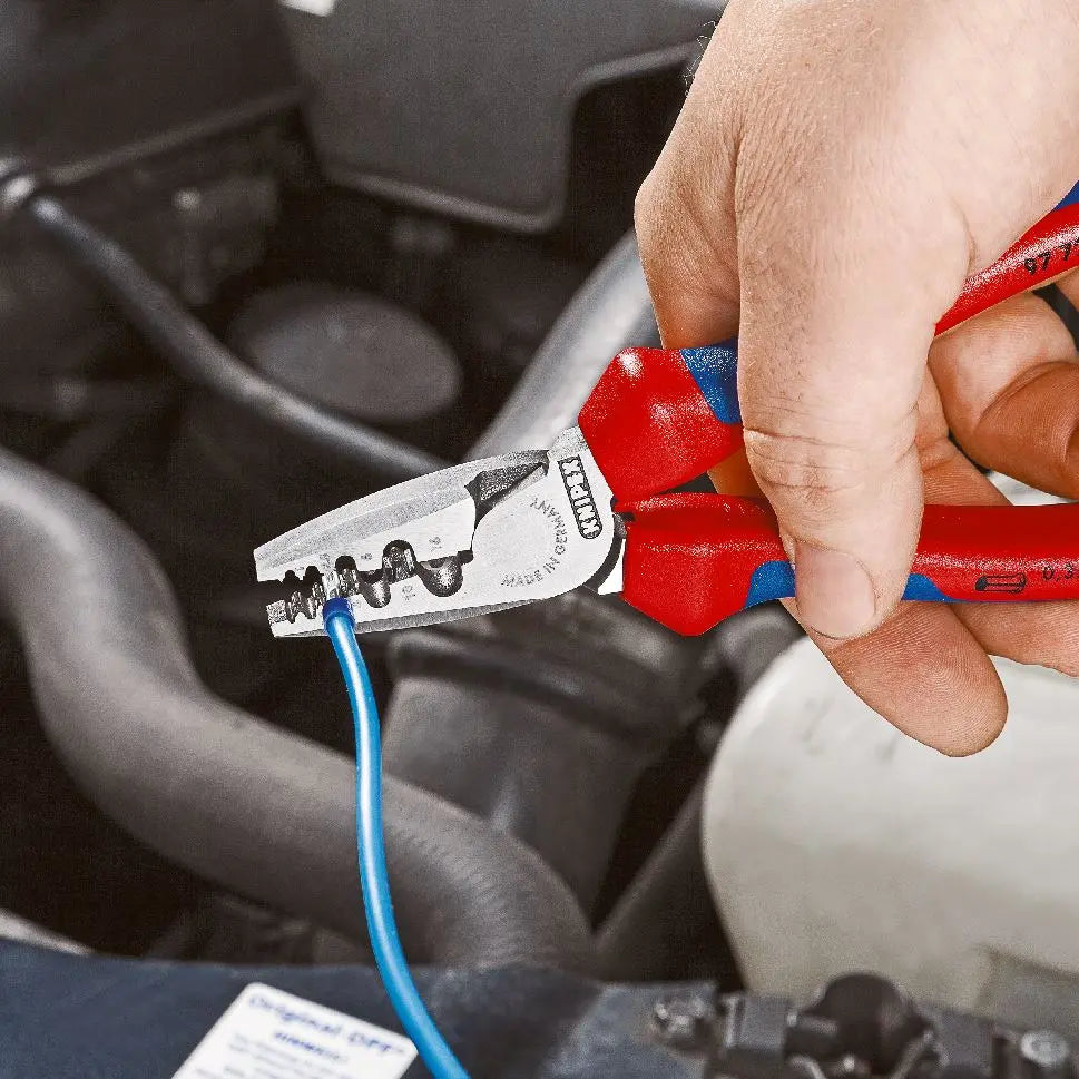 Knipex Crimping Pliers for Wire Ferrules 180mm 0.25-16mm² Capacity 97 71 180  White Rose Tools