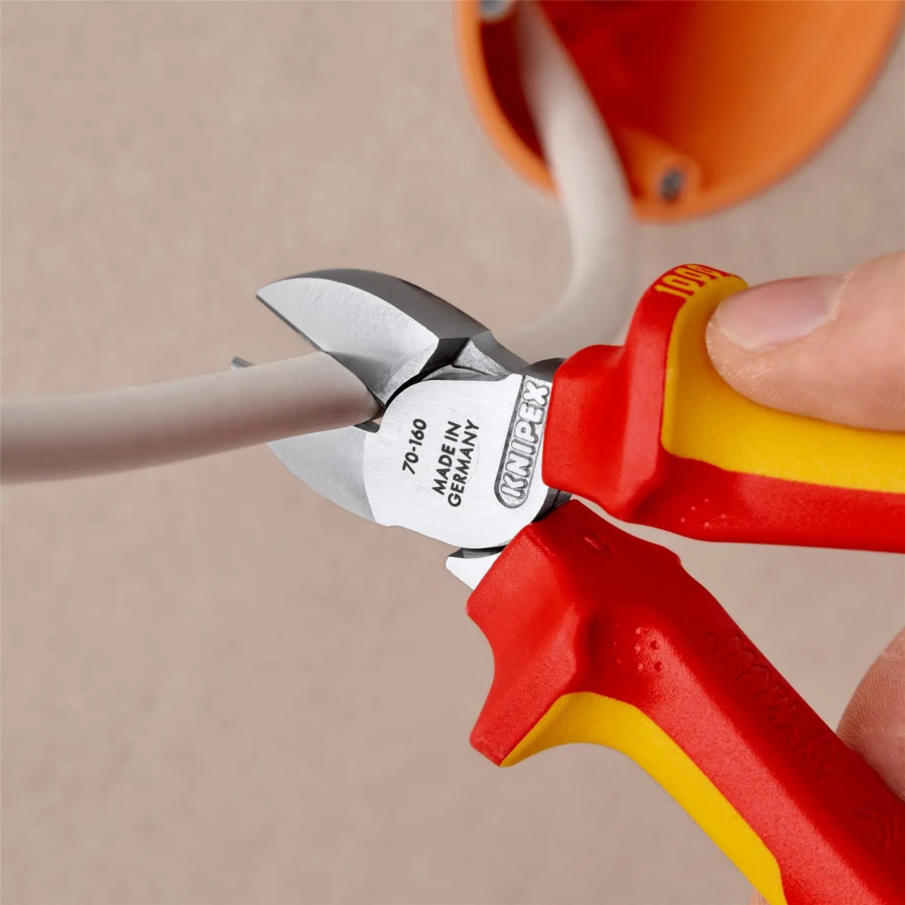 Knipex Diagonal Cutter Side Cutting Pliers 160mm Chrome VDE Insulated 1000V with Tether Point 70 06 160 T 