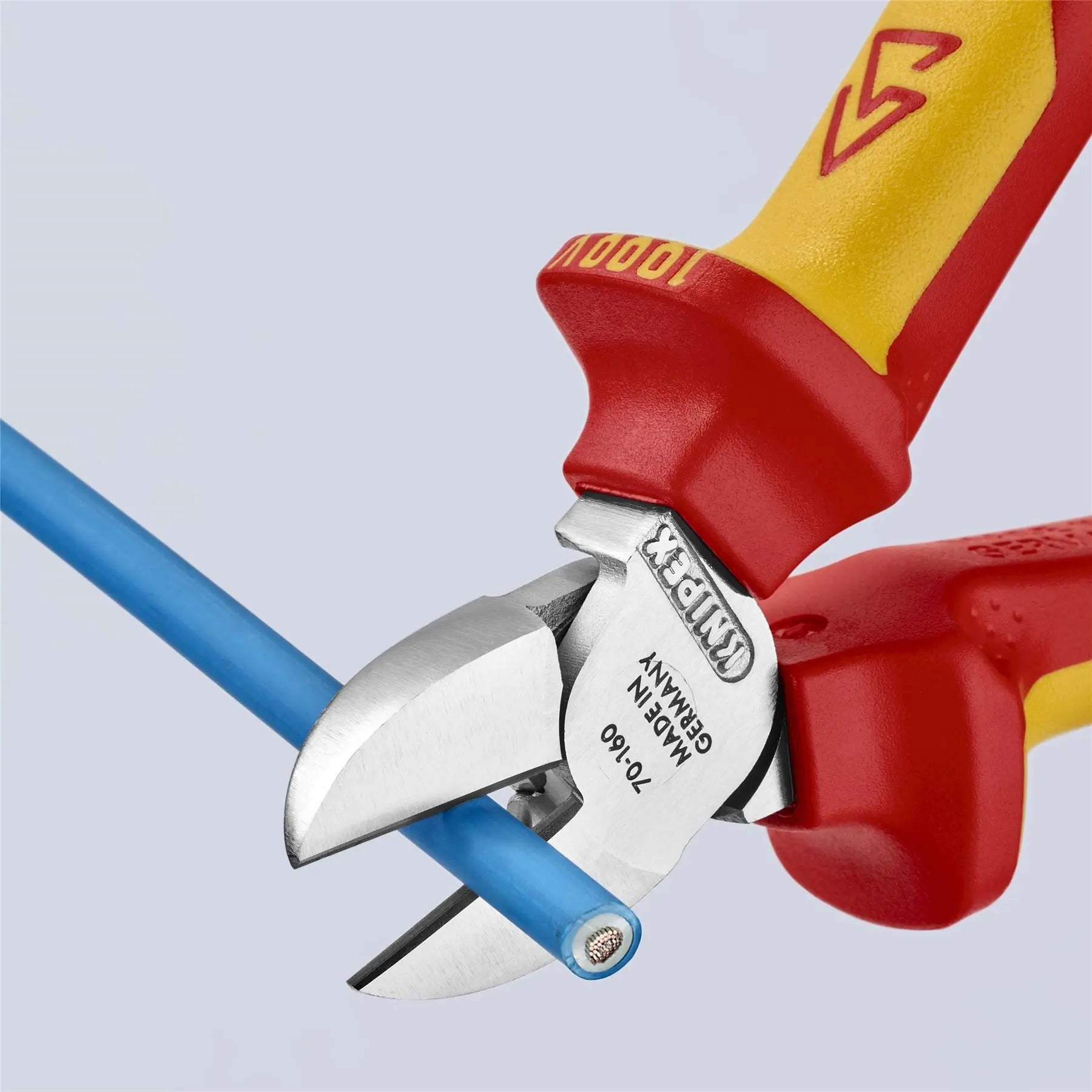 Knipex Diagonal Cutter Side Cutting Pliers 160mm Chrome VDE Insulated 1000V with Tether Point 70 06 160 T 